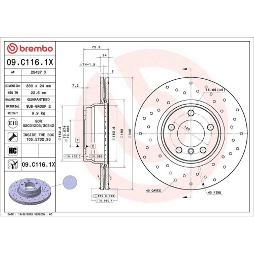 BREMBO Bremsscheibe XTRA LINE - Xtra 09.C116.1X