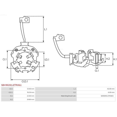 AS-PL Halter, Kohleb&uuml;rsten Brandneu Letrika