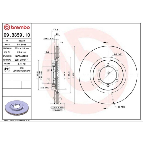 BREMBO Bremsscheibe PRIME LINE 09.B359.10