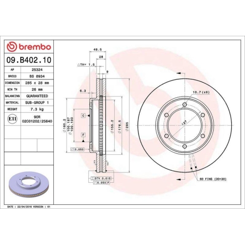 BREMBO Bremsscheibe PRIME LINE 09.B402.10