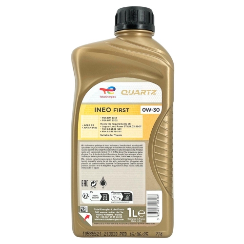 Motor&ouml;l Motoren&ouml;l Total Quartz INEO First 0W-30 1 Liter Flasche 213830
