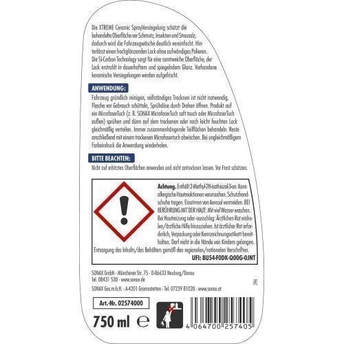 3x Sonax XTREME Ceramic Spray Versiegelung 750ml für dauerhaft spiegelnden Glanz