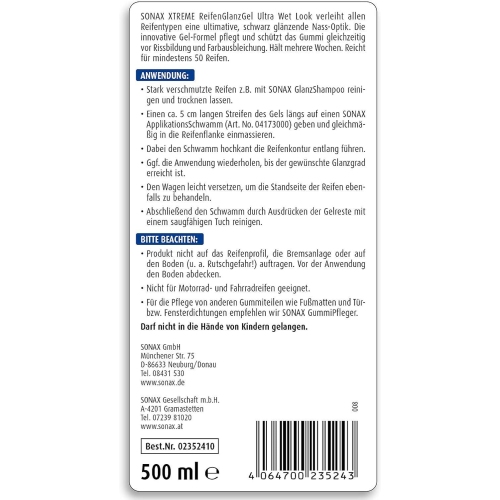 SONAX Xtreme Reifen glanz Gel Auto Gel, 500 ml 02352410