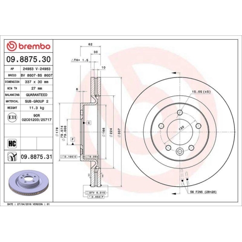 BREMBO Bremsscheibe PRIME LINE - UV Coated 09.8875.31