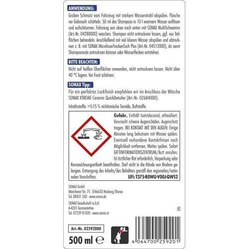 2x SONAX XTREME Ceramic Active Auto-Shampoo 500 ml 02592000