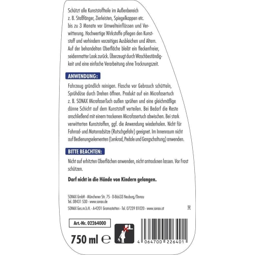 SONAX XTREME Ceramic Kunststoffversiegelung Keramik Verwitterung Schutz 750ml