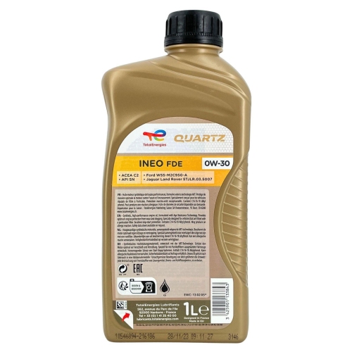Motor&ouml;l Motoren&ouml;l Total Quartz Ineo FDE 0W-30 1 Liter Flasche 216186