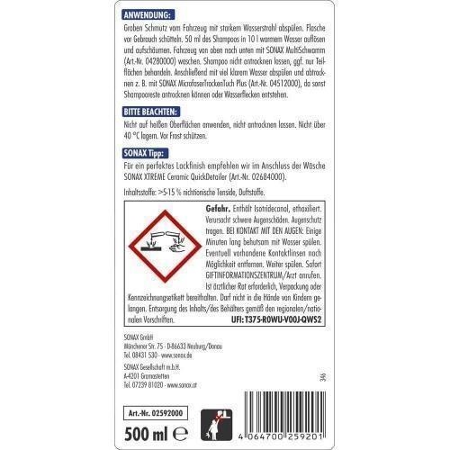 3x SONAX XTREME Ceramic Active Auto-Shampoo 500 ml 02592000