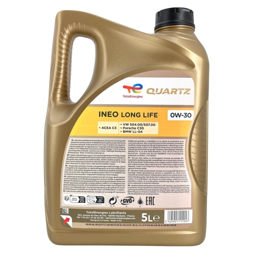 Motor&ouml;l Motoren&ouml;l Total Quartz Ineo Long Life 0W-30 5 Liter Kanister 214225