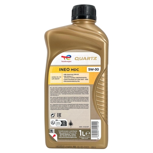 Motor&ouml;l Motoren&ouml;l Total Quartz Ineo MDC 5W-30 1 Liter Flasche 214030