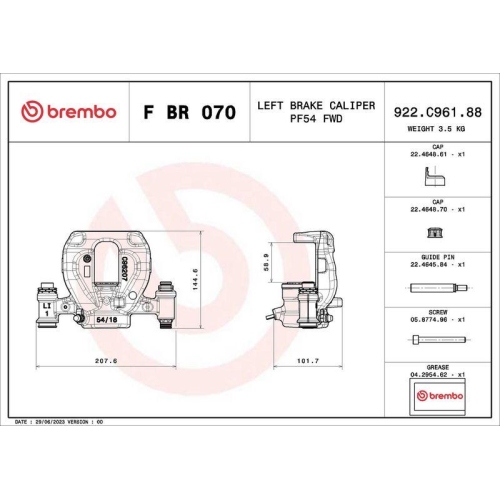 BREMBO Bremssattel PRIME LINE F BR 070