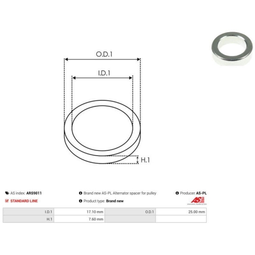 AS-PL Reparatursatz, Generator AS ARS9011