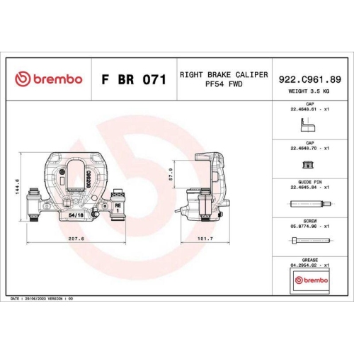 BREMBO Bremssattel PRIME LINE F BR 071