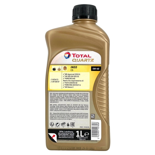 Motor&ouml;l Motoren&ouml;l Total Quartz Ineo C3 5W-40 1 Liter Flasche 213789