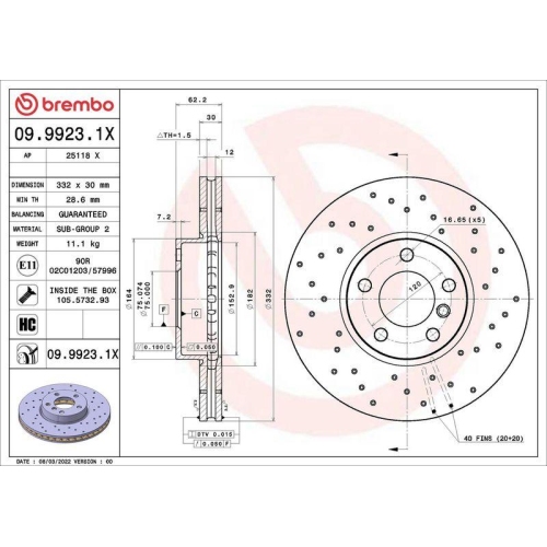 BREMBO Bremsscheibe XTRA LINE - Xtra 09.9923.1X