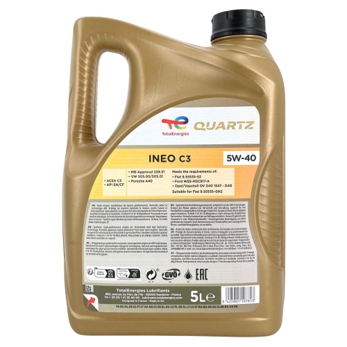Motor&ouml;l Motoren&ouml;l Total Quartz Ineo C3 5W-40 5 Liter Kanister 213790