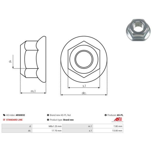 AS-PL Reparatursatz, Generator AS ARS0032