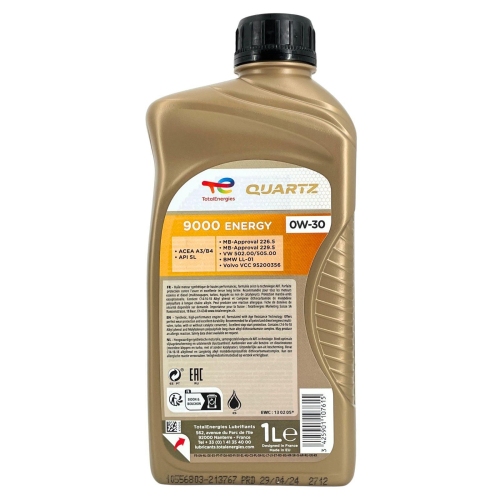 Motor&ouml;l Motoren&ouml;l Total Quartz 9000 Energy 0W-30 1 Liter Flasche 213767