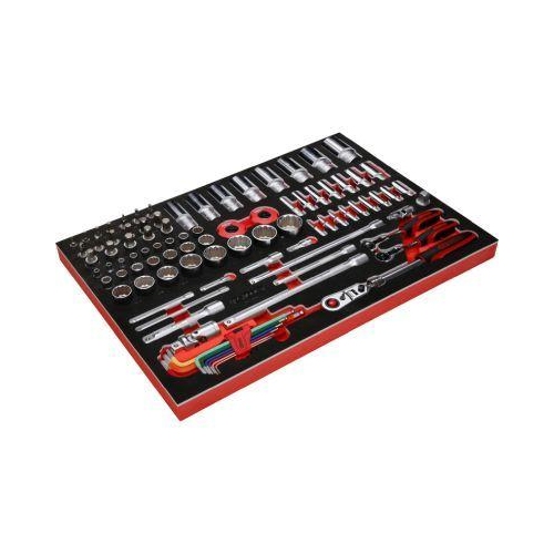 1/4 + 3/8 + 1/2 Zoll Steckschl&uuml;ssel-Satz in Schaumstoffeinlage 92-tlg KSTOOLS
