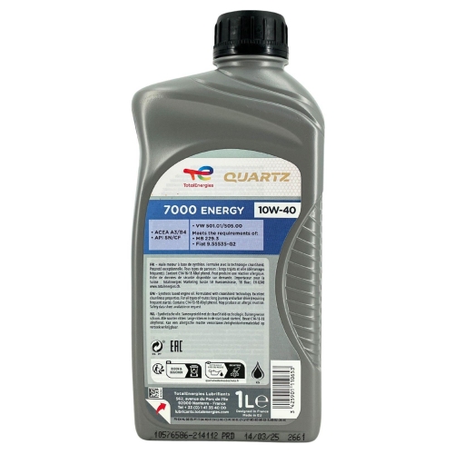 Motor&ouml;l Motoren&ouml;l Total Quartz 7000 Energy 10W-40 1 Liter Flasche 214112