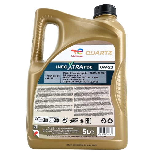 Motor&ouml;l Motoren&ouml;l Total Quartz Ineo Xtra FDE 0W-20 5 Liter Kanister 228318