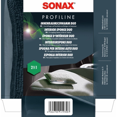 SONAX InnenraumSchwamm Duo - Mikrofaser-Schwamm - Hilfe bei Innenraum-Reinigung