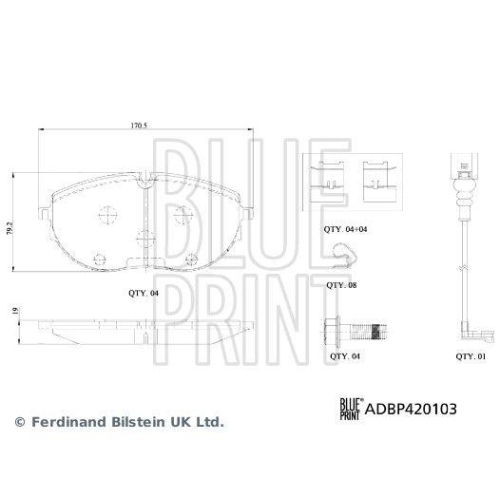 BLUE PRINT Bremsbelagsatz, Scheibenbremse ADBP420103