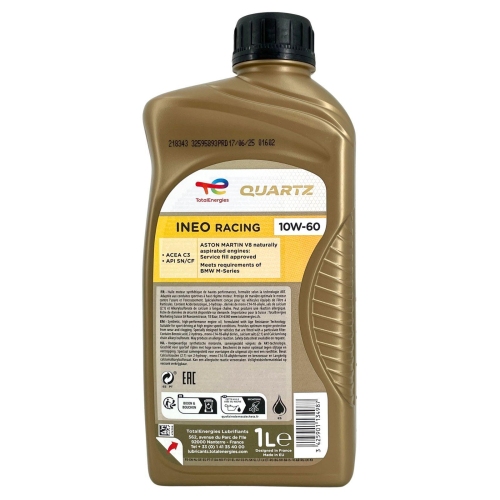Motor&ouml;l Motoren&ouml;l Total Quartz Ineo Racing 10W-60 1 Liter Flasche 218343