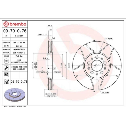 BREMBO Bremsscheibe XTRA LINE - Max 09.7010.76