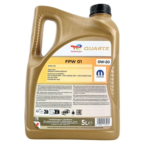 Motor&ouml;l Motoren&ouml;l Total Quartz Mopar FPW01 0W-20 5 Liter Kanister 235962