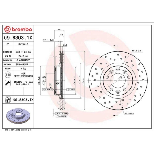 BREMBO Bremsscheibe XTRA LINE - Xtra 09.8303.1X