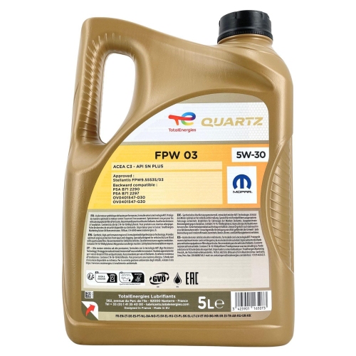 Motor&ouml;l Motoren&ouml;l Total Quartz Mopar FPW03 5W-30 5 Liter Kanister 235959