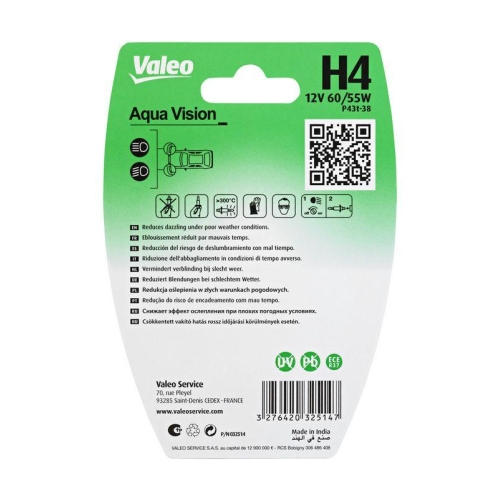 VALEO Gl&uuml;hlampe, Fernscheinwerfer AQUA VISION 032514