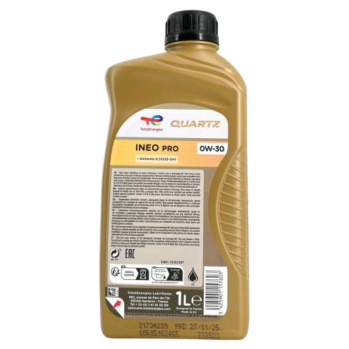 Motor&ouml;l Motoren&ouml;l Total Quartz Ineo Pro 0W-30 1 Liter Flasche 232823