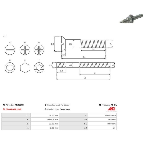 AS-PL Reparatursatz, Generator AS ARS3008