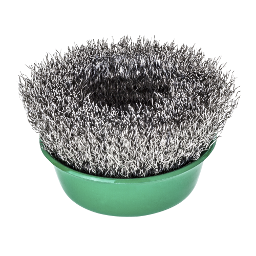 Topfb&uuml;rste TB 65 mm Stahldraht rostfrei ROF gewellt 0.35mm M14 LESMANN 421367