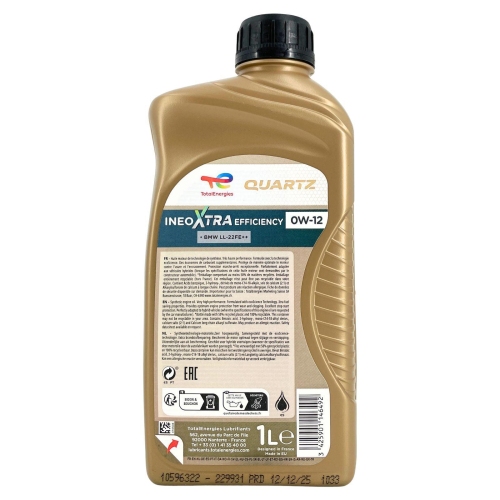 Motor&ouml;l Motoren&ouml;l Total Quartz Ineo Xtra Efficiency 0W-12 1 Liter Flasche 229931