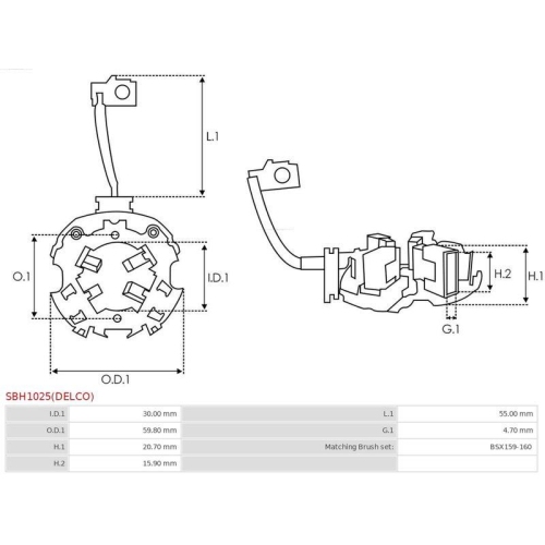 AS-PL Halter, Kohleb&uuml;rsten Brandneu Delco