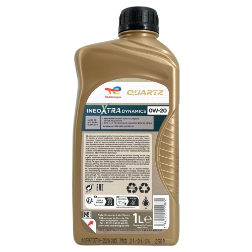 Motor&ouml;l Motoren&ouml;l Total Quartz Ineo Xtra Dynamics 0W-20 1 Liter Flasche 226003