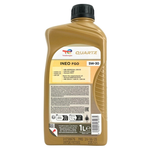 Motor&ouml;l Motoren&ouml;l Total Quartz Ineo FGO 5W-30 1 Liter Flasche 235101