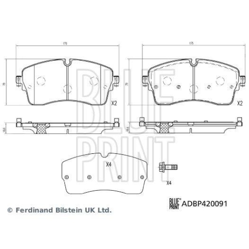 BLUE PRINT Bremsbelagsatz, Scheibenbremse ADBP420091