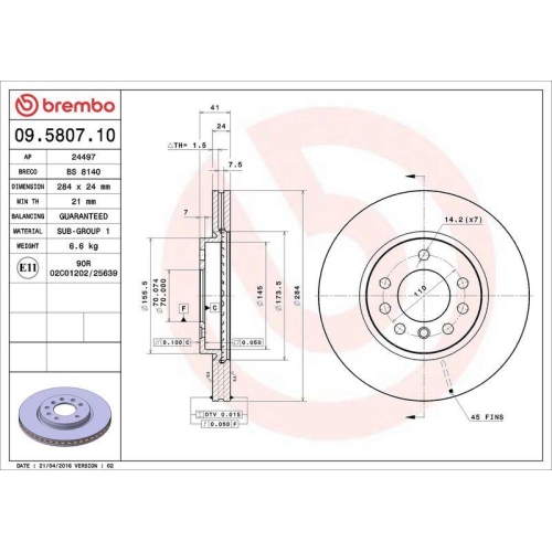 BREMBO Bremsscheibe PRIME LINE 09.5807.10