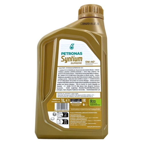 Motor&ouml;l Motoren&ouml;l PETRONAS SYNTIUM SUPREME E 0W-40, 1 Liter Flasche 71227E18EU