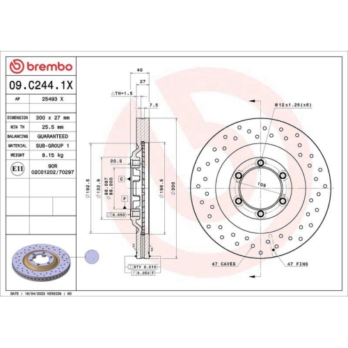 BREMBO Bremsscheibe XTRA LINE - Xtra 09.C244.1X