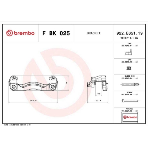 BREMBO Bremssattelhaltersatz PRIME LINE F BK 025