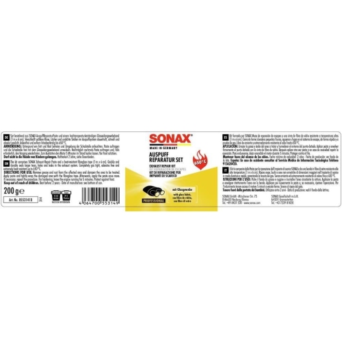 SONAX Auspuff Reparatur Set 200 g Auspuffpaste asbestfrei 05531410