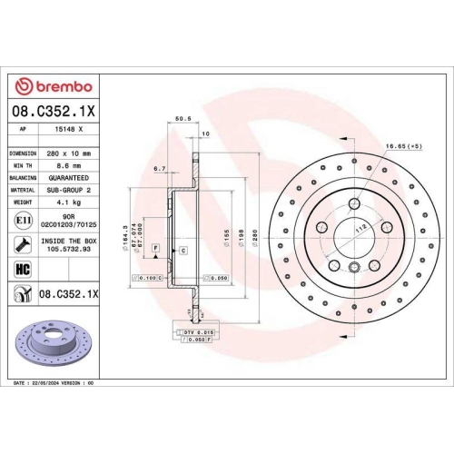 BREMBO Bremsscheibe XTRA LINE - Xtra 08.C352.1X