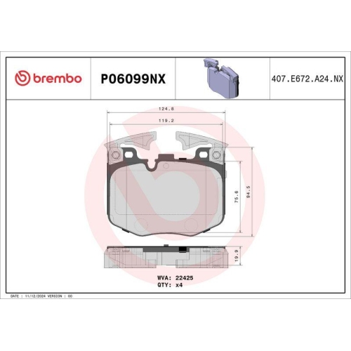 BREMBO Bremsbelagsatz, Scheibenbremse XTRA LINE - Ceramic P06099NX