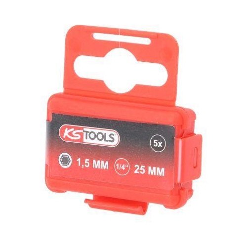 1/4 Zoll Bit Innensechskant, 25mm, Kugelkopf, 1,5mm, 5er Pack KS TOOLS 911.8395