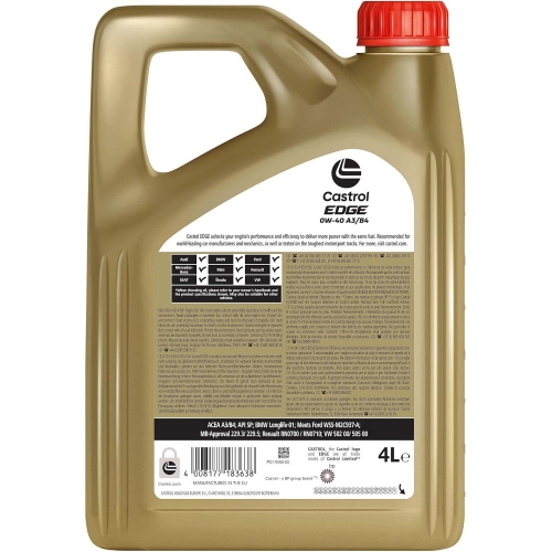 Motoröl Motorenöl Castrol Edge 0W-40 A3/B4 VW MB 229.5 BMW Longlife RN 4 Liter